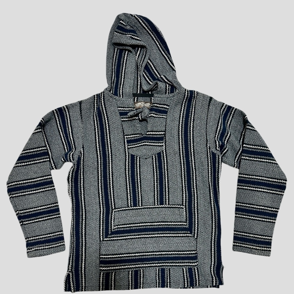 Mexican Poncho Baja Hoodie Surfer, Skater, carpet sweater pullover - Size Medium